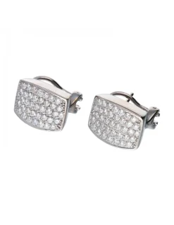 Pendientes de Oro blanco con diseño rectangular y Brillantes