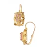 Pendientes de oro 18K con diseño cuadrado y zircón rosado