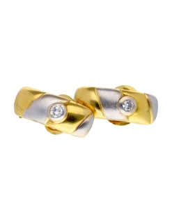 Pendientes de oro y oro blanco 18 kl con diamante