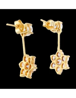 Pendientes diseño flor con zirconitas oro amarillo 18kl