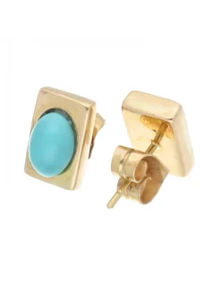 Pendientes en oro amarillo 18 K con diseño y piedras sintéticas