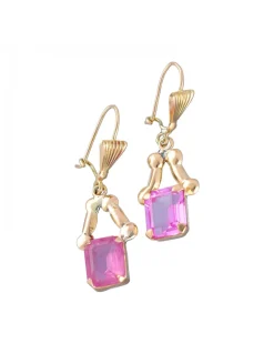 Pendientes en Oro amarillo 18K con diseño y Piedra Sintéticas