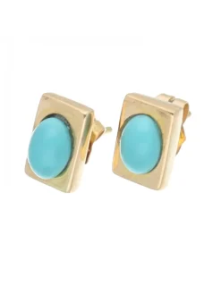 Pendientes en oro amarillo 18 K con diseño y piedras sintéticas