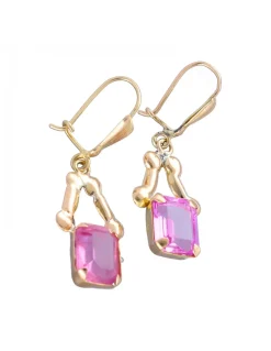 Pendientes en Oro amarillo 18K con diseño y Piedra Sintéticas