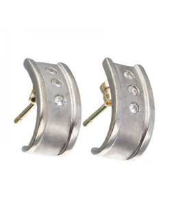 Pendientes en oro blanco 18 K con diseño y circonitas