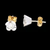 Pendientes flor con zirconita oro amarillo y blanco 18kl