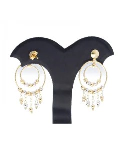 Pendientes largos con diseño oro amarillo 18kl