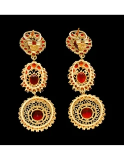Pendientes largos con zirconitas de color oro amarillo 18kl