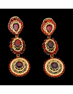 Pendientes largos con zirconitas de color oro amarillo 18kl