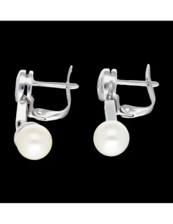 Pendientes oro blanco con perla y zirconitas oro blanco 18kl