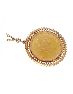 Pulsera ancha de Oro amarillo con diseño original y moneda antigua