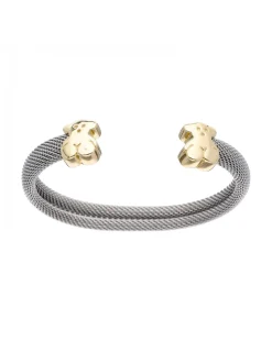 Pulsera de acero con diseño y oso TOUS en oro amarillo 18K