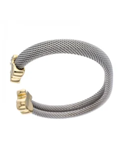 Pulsera de acero con diseño y oso TOUS en oro amarillo 18K