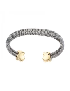 Pulsera de acero con diseño y oso TOUS en oro amarillo 18K
