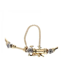 Pulsera de oro amarillo 18 K con diseño y brillantes
