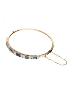 Pulsera de oro amarillo 18 K con diseño zafiros y brillantes