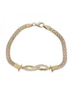 Pulsera de Oro amarillo con diseño de Infinito y Circonitas