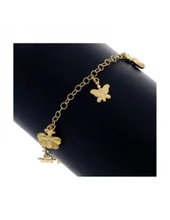 Pulsera de Oro amarillo con diseño de eslabones y Mariposas