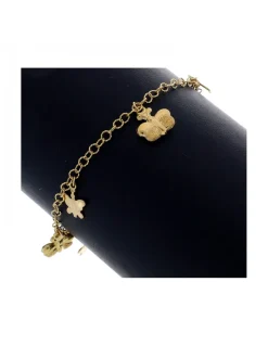 Pulsera de Oro amarillo con diseño de eslabones y Mariposas