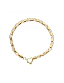 Pulsera de oro amarillo 18K con diseño y circonitas