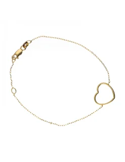 Pulsera de oro amarillo 18K con diseño de eslabones y corazón