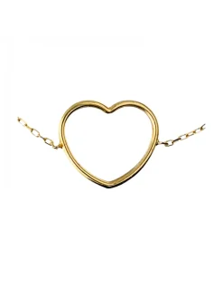 Pulsera de oro amarillo 18K con diseño de eslabones y corazón