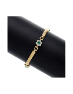 Pulsera de Oro amarillo 18K con diseño semirrígido y Circonitas
