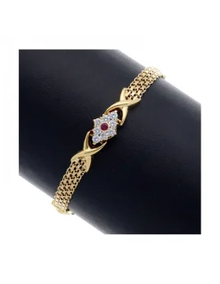 Pulsera de Oro amarillo 18K con diseño y Circonitas