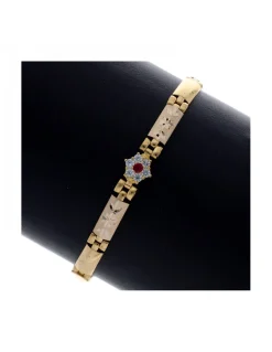 Pulsera de Oro amarillo 18K con diseño Semirrígido y Circonitas