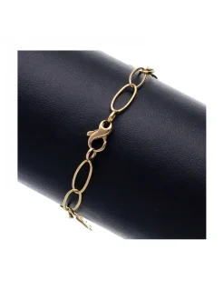 Pulsera de oro amarillo 18K con diseño de eslabones y flores