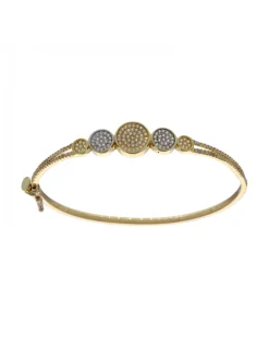 Pulsera de oro amarillo 18K con diseño rígido y circonitas