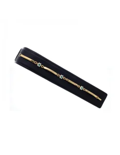 Pulsera de Oro amarillo 18K con diseño semirrígido y Circonitas
