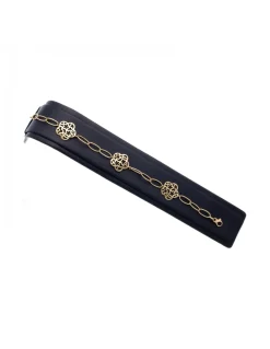 Pulsera de oro amarillo 18K con diseño de eslabones y flores