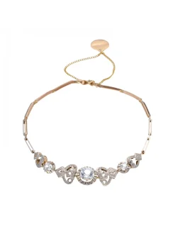 Pulsera de Oro amarillo, rosado y blanco 18K con diseño y Circonitas