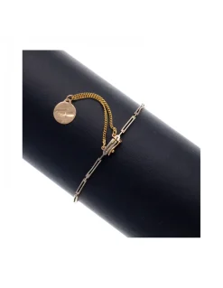 Pulsera de Oro amarillo, rosado y blanco 18K con diseño y Circonitas