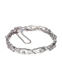 Pulsera de Oro blanco con diseño semirrígido y Brillantes