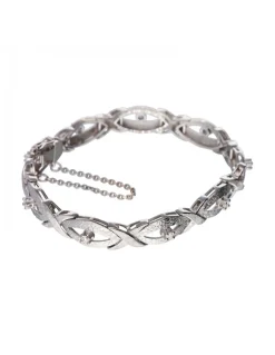 Pulsera de Oro blanco con diseño semirrígido y Brillantes