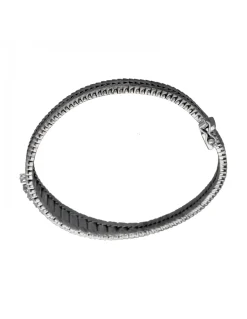 Pulsera de Oro blanco con diseño semirrígido y nueve Brillantes