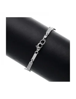 Pulsera de oro blanco 18K con diseño semi rígido y circonitas