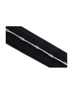 Pulsera de Oro blanco 18K con diseño semirrígida y Brillantes Moissanites