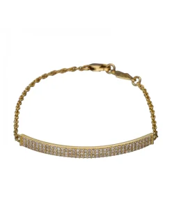 Pulsera tipo Esclava de oro amarillo con eslabones Garibaldi y Circonitas