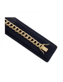 Pulsera tipo Esclava de Oro amarillo con eslabones Barbados 6 caras
