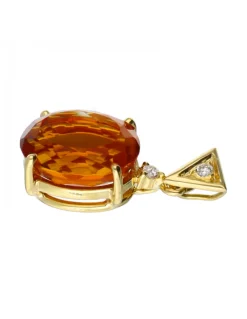 18 quilates Oro - Colgante Ambar y zirconita