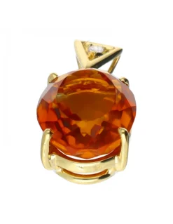 18 quilates Oro - Colgante Ambar y zirconita