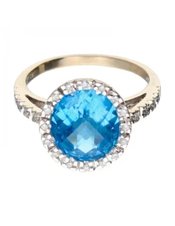 18 quilates Oro blanco - Anillo - 4.84 ct Topacio - Diamantes