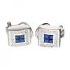 18 quilates Oro blanco - Pendientes - 0.03 ct Zafiro - Diamantes