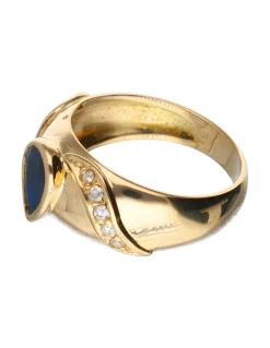 18 quilates Oro, Oro amarillo - Anillo - Zafiro - Diamantes