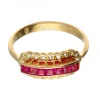18 quilates Oro, Oro amarillo - Anillo - 0.01 ct Diamante - granates