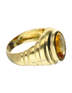 18 quilates Oro, Oro amarillo - Anillo Cuarzo