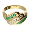 18 quilates Oro, Oro amarillo - Anillo - 0.05 ct Esmeraldas - Diamantes